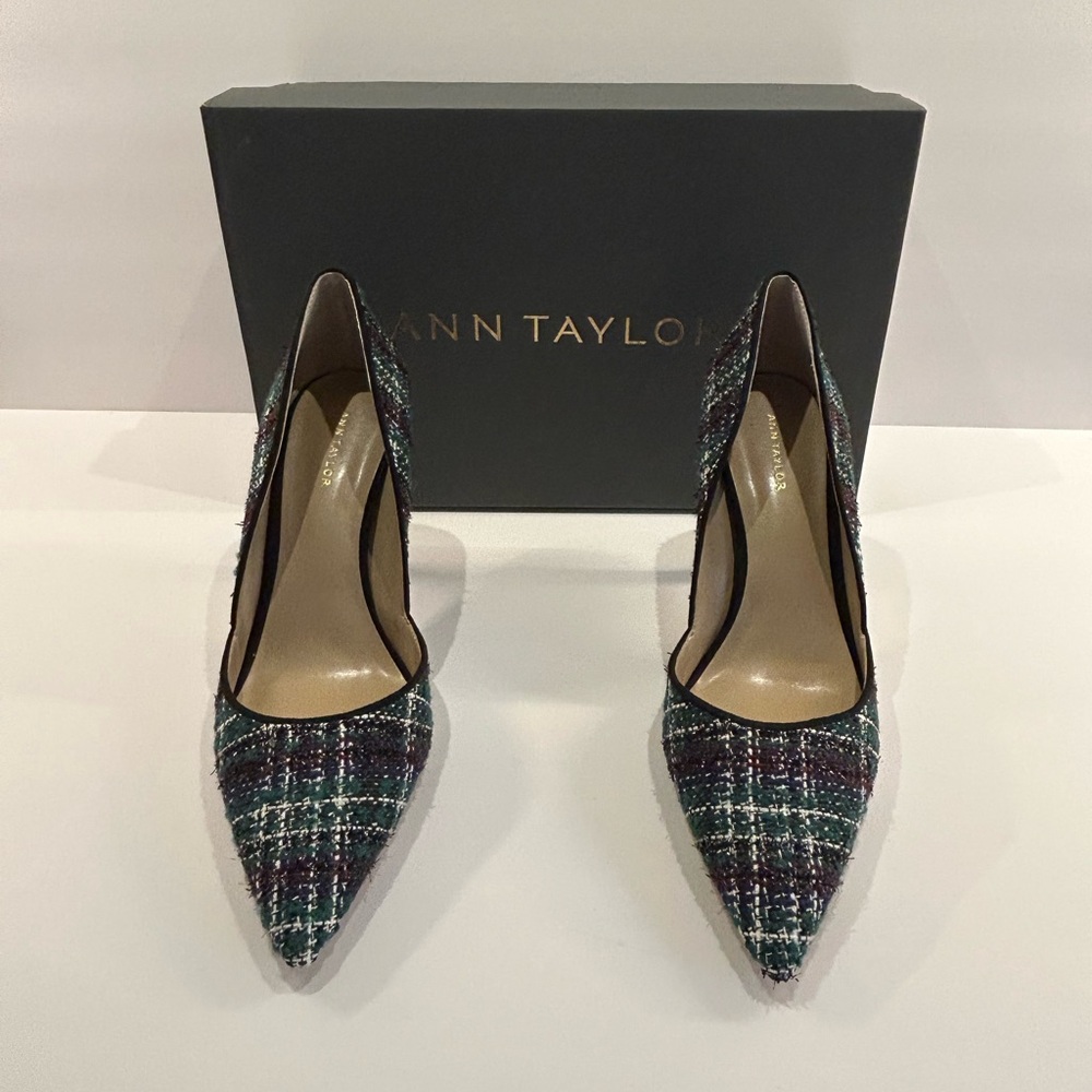 Ann Taylor Multicolor Plaid Heels